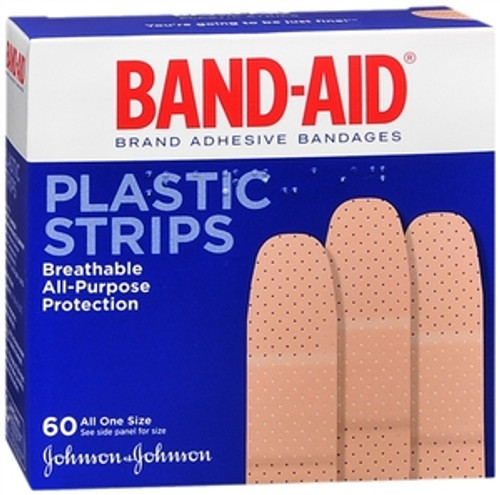 Band-Aid Adhesive Bandages, Plastic, All One Size, 60 sterile bandages