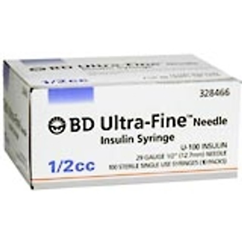 BD Ultrafine U-100 Insulin Syringe 30 Gauge 1/2cc 1/2Inch