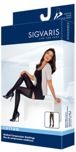 Sigvaris 230 Cotton Series 20-30 mmHg Women's Closed Toe Thigh Highs - 232N