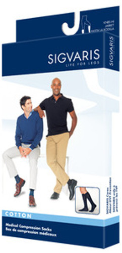Sigvaris 230 Cotton Series 30-40 mmHg Men's Closed Toe Thigh Highs - 233N