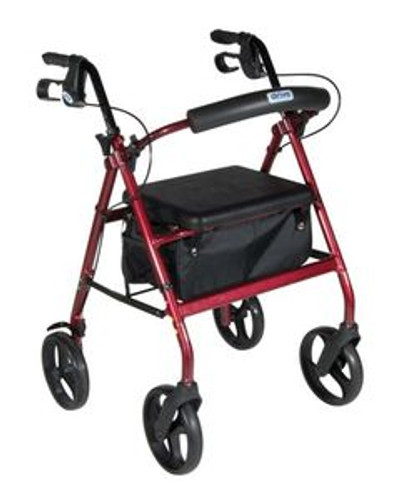 Drive Aluminum Rollator w/Fold Up and Removable Back Support, Padded Seat, 8" Casters w/Loop Locks
