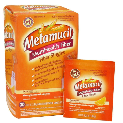 Metamucil Multi Health Fiber Singles Texture Powder, Orange - 30 Ea