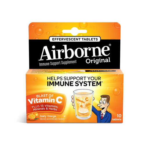 Airborne Zesty Orange Effervescent Tablets 10 count 1000mg of Vitamin C