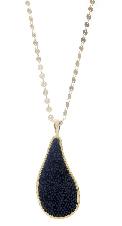 Crystal Teardrop Rock - Gold Chain - Black
