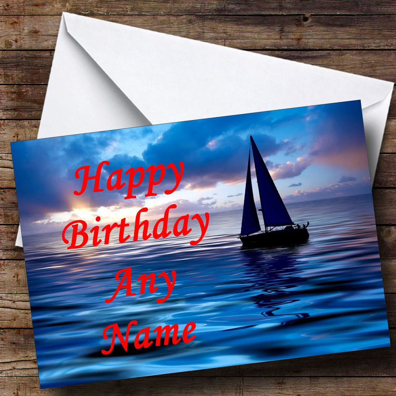 Sailing Boat At Sunset Personalised Birthday Card The Card Zoo