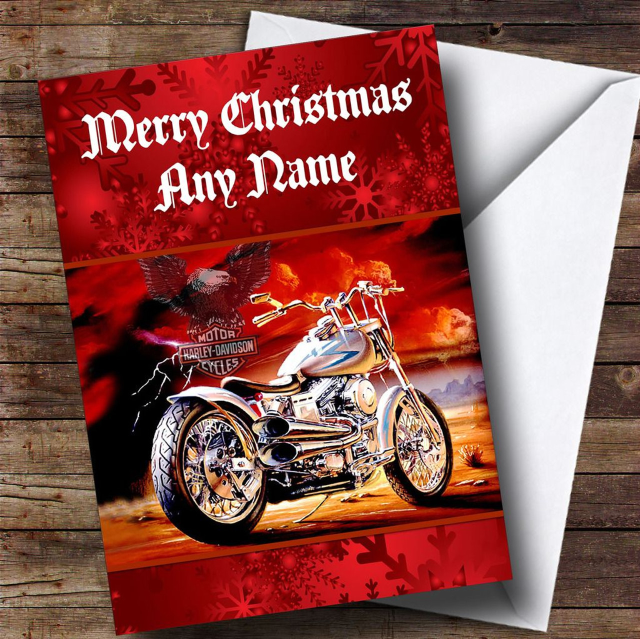 Red Harley Davidson Motorbike Personalised Christmas Card The Card Zoo
