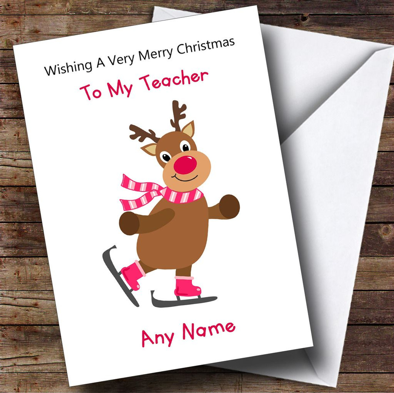 teacher cartoon reindeer personalised christmas card the card zoo christmas card for teacher