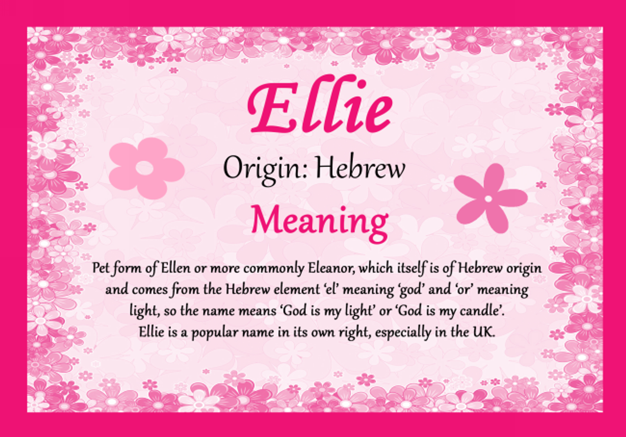 Ellie Personalised Name Meaning Certificate - The Card Zoo