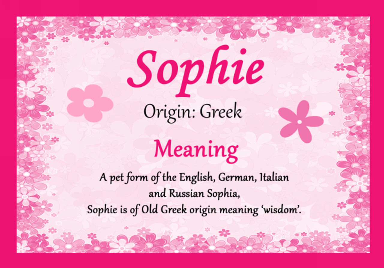 Sophie Personalised Name Meaning Certificate - The Card Zoo