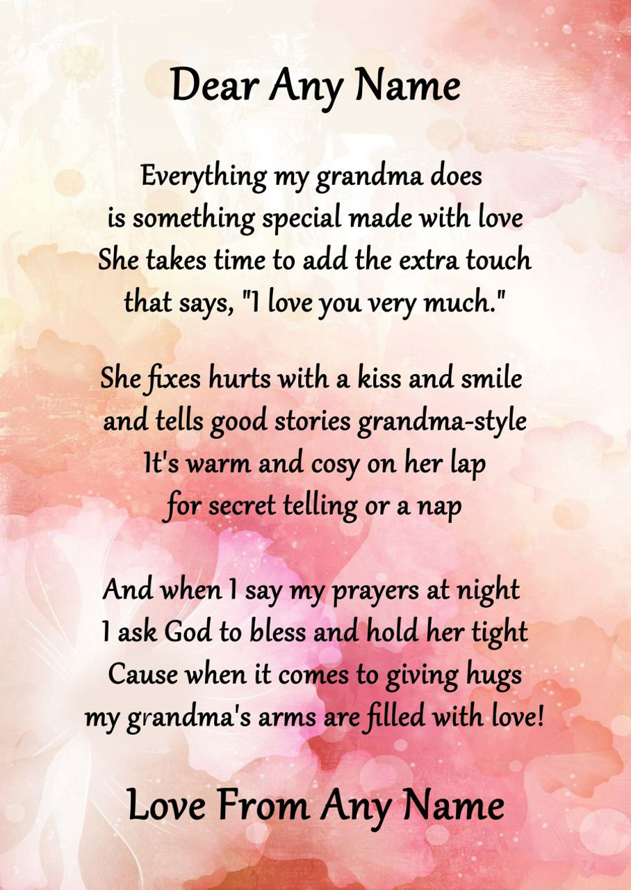 Grandmother poems from grandchildren picture