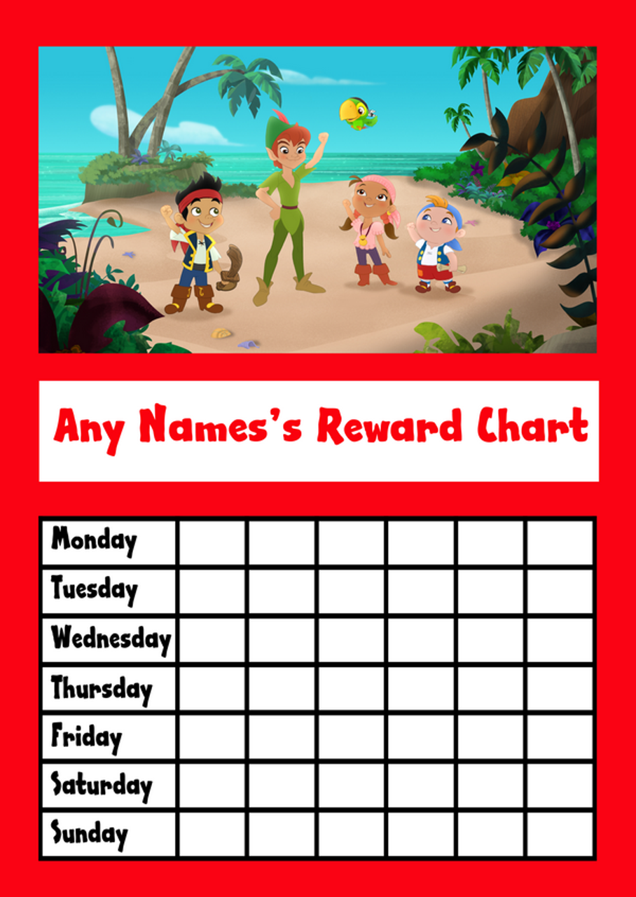 Jake & The Never Land Pirates Star Sticker Reward Chart The Card Zoo