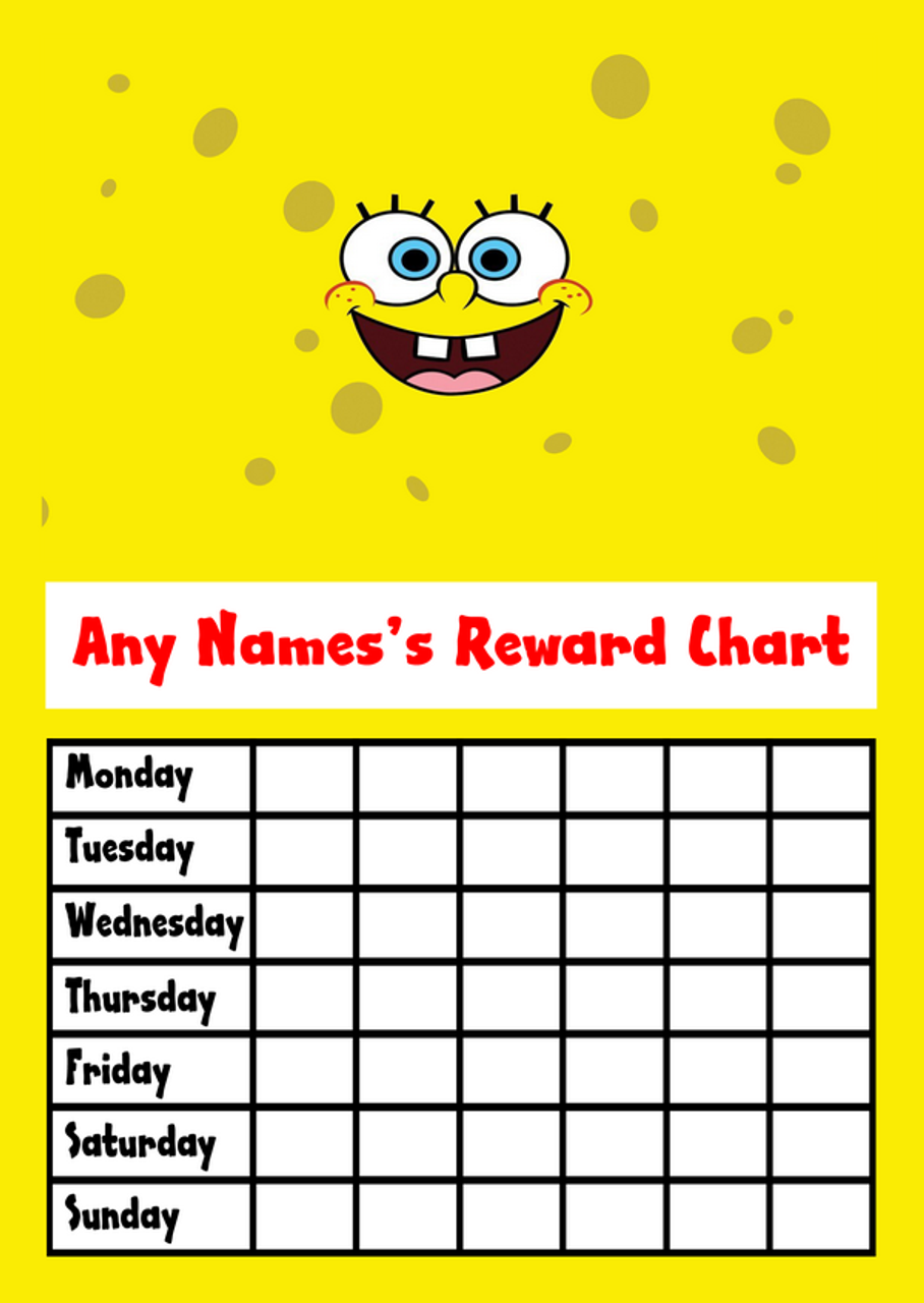 spongebob star sticker reward chart the card zoo spongebob star chart
