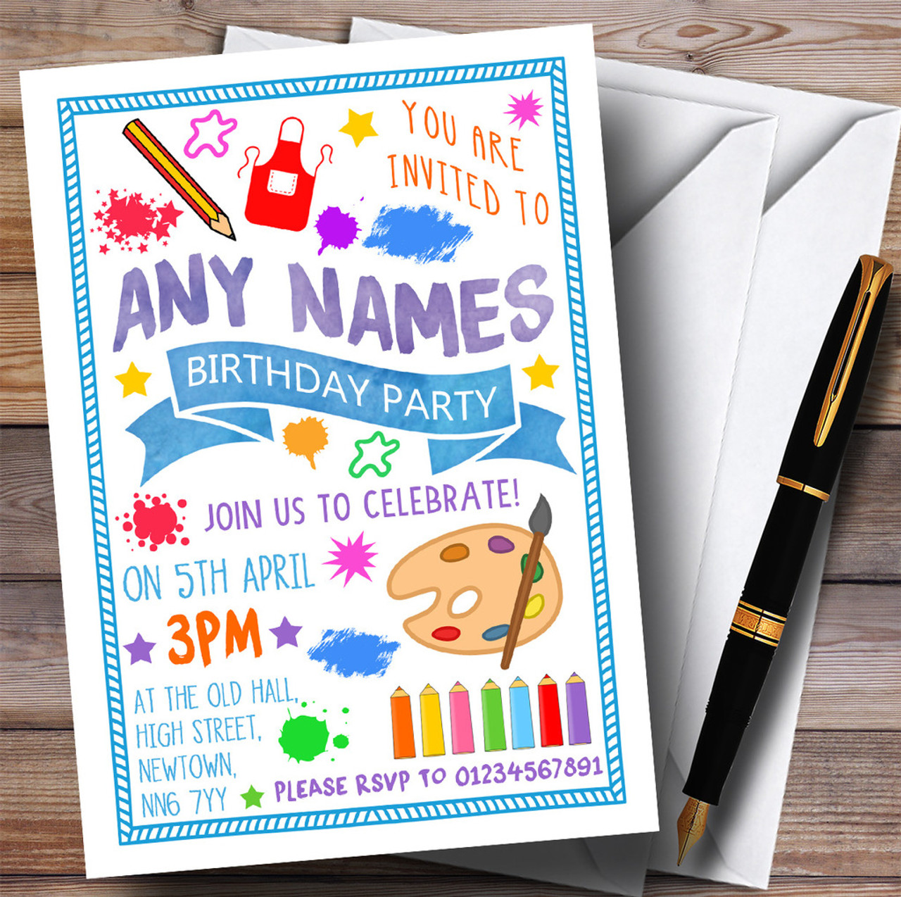 painting arts craft children s birthday party invitations the