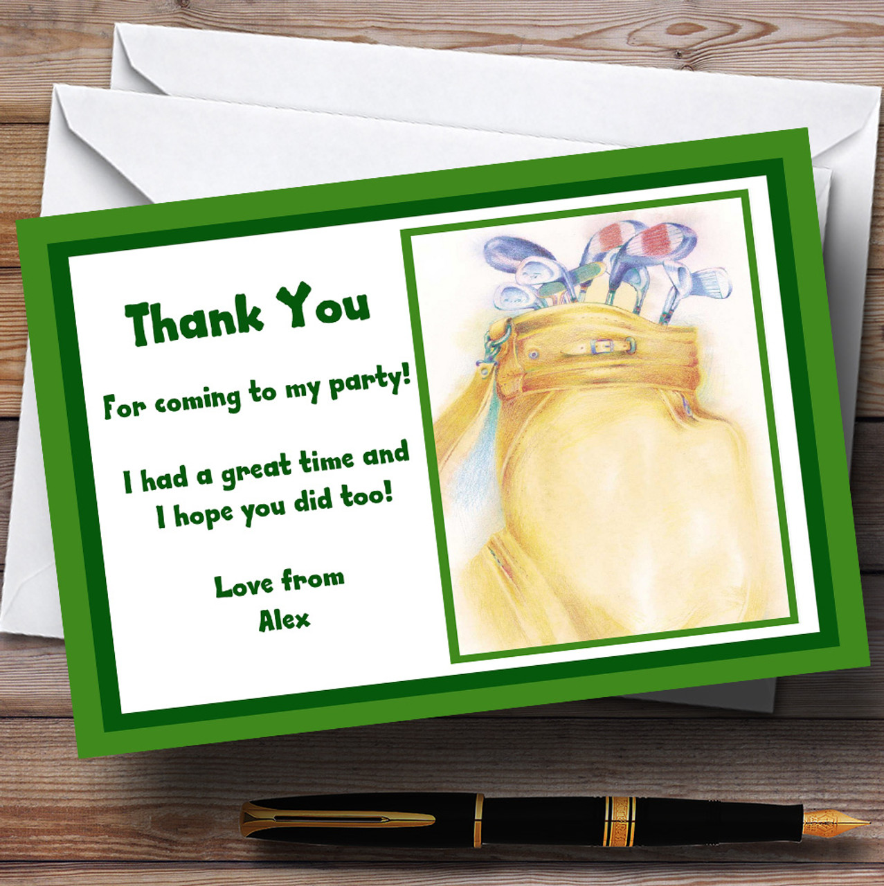 green golfing golf personalised party thank you cards the card zoo