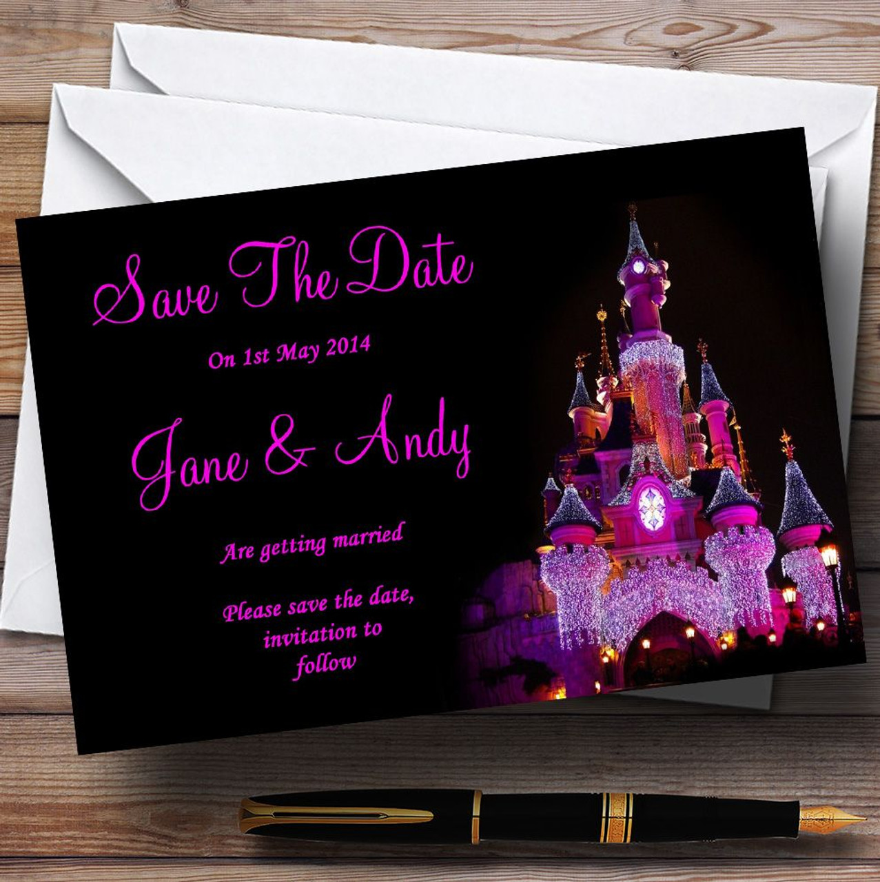 pink save the date cards