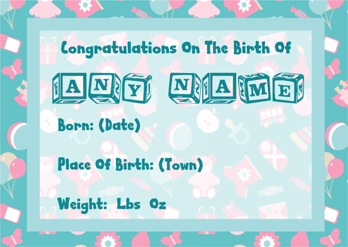 new baby girl personalised name birth certificate the card zoo baby boy birth certificate