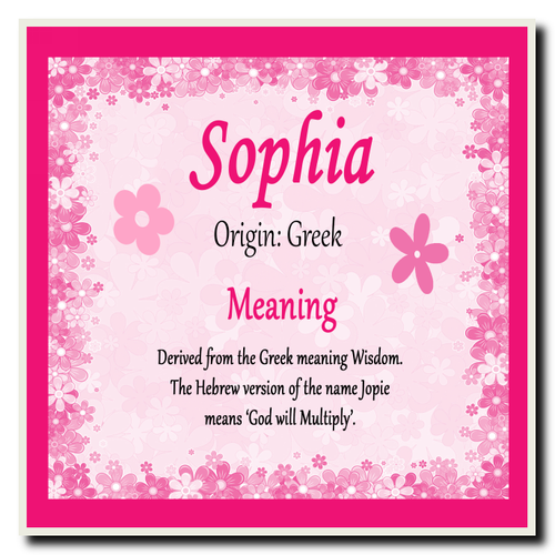 Sophia Personalised Name Meaning Certificate - The Card Zoo