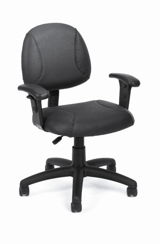 Office Chairs BLACK LEATHER PLUS POSTURE CHAIR W/ADJUSTABLE ARMS(TU019)