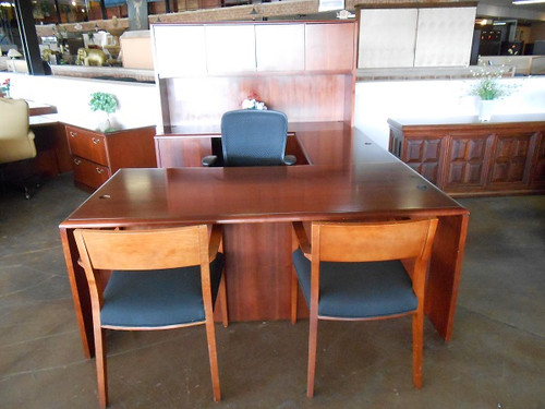 Used Cherryman 36' x 72' U Shaped Desk With Hutch