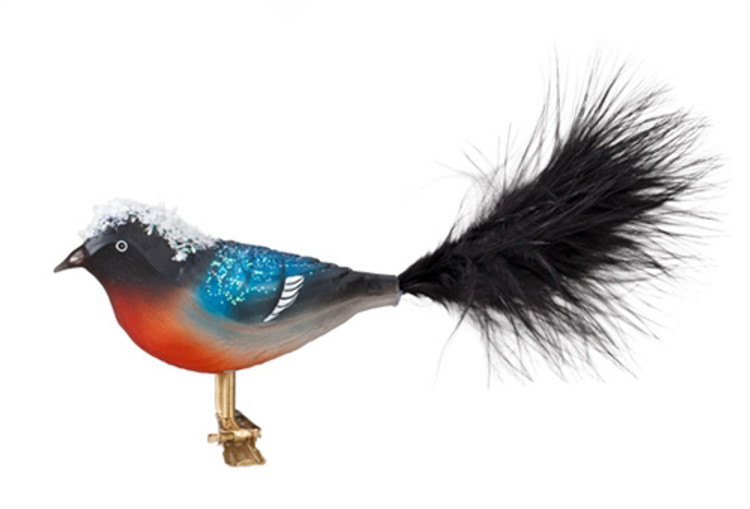 Snowy Black Tail Bird Clip
