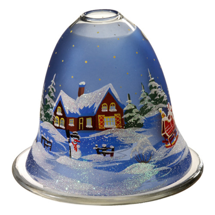 Winter Scene Glass Tealight Candleholder