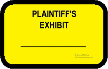 PLAINTIFF'S EXHIBIT Labels Stickers Yellow PLAINTIFF'S EXHIBIT Labels Stickers Yellow