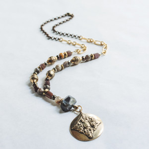 Botswana Agate and African Wedding Ring Necklace
