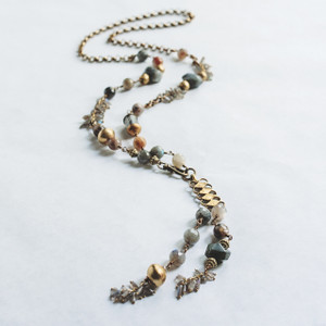 Brass and Agate and Labradorite Necklace