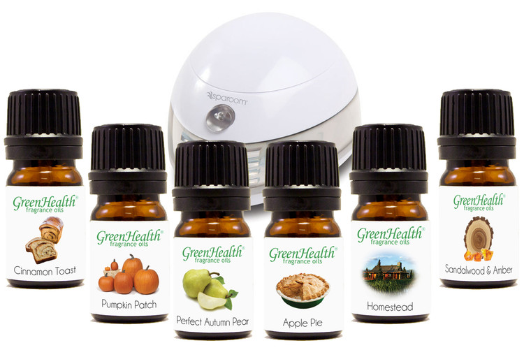Fall Fragrance Set. Gift Set. Holiday Gifts. 5ml fragrance oils. Cinnamon Toast, Pumpkin Patch, Perfect Autumn Pear, Apple Pie, Homestead, Sandalwood & Amber. Sparoom. Diffuser. Aromatherapy. Fragrant therapy