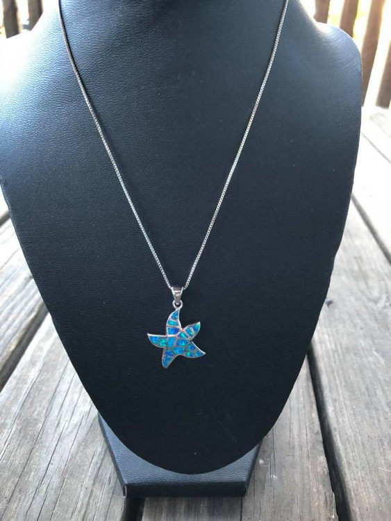 Blue Opal Starfish Necklace