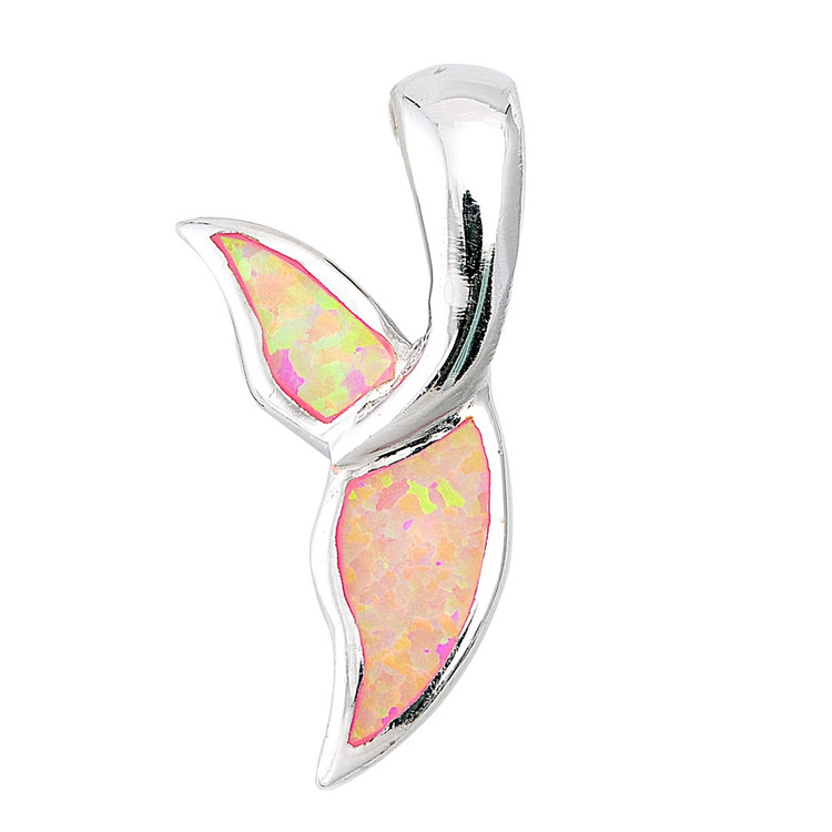 Sterling Silver Pink Opal Mermaid Tail Pendent