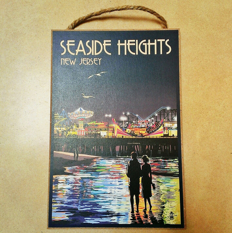 Seaside Heights Skyline Wooden Plaque