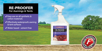 Reproofer for Awnings & Tents - A water based fabric sealer Reproofer for Awnings & Tents - A water based fabric sealer