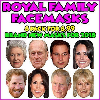 Royal Family Mask Pack - Party Photo Masks x all 8 Royal Family Mask Pack - Party Photo Masks x all 8