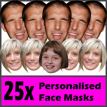 25 X Personalised Face Masks Stag | Hen | Birthday | Wedding 25 X Personalised Face Masks Stag | Hen | Birthday | Wedding