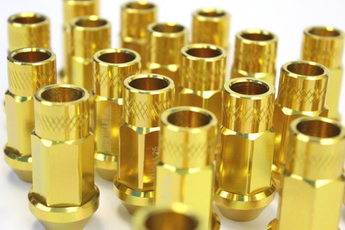 SQUARE Aluminum 7075 Type-2 Lug Nuts M12X1.25 - GOLD