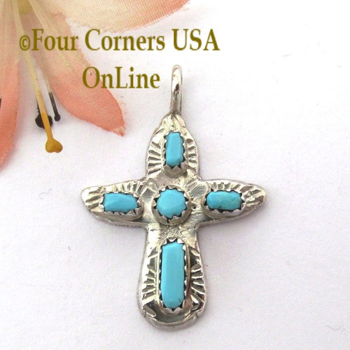 Turquoise Sterling Cross Zuni Artisan Cecilia Iule Native American
