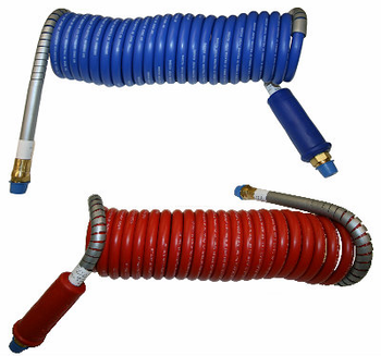 Combo Red/Blue Stallion Power Air Line - Coiled Air Brake Component Combo Red/Blue Stallion Power Air Line - Coiled Air Brake Component