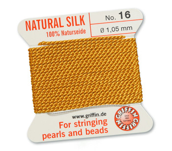 GRIFFIN 100% Natural Silk Bead Cord / String / Thread for stringing Pearls or Beads - Amber - choose from 13 Sizes GRIFFIN 100% Natural Silk Bead Cord / String / Thread for stringing Pearls or Beads - Amber - choose from 13 Sizes