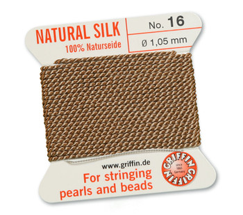 GRIFFIN 100% Natural Silk Bead Cord / String / Thread for stringing Pearls or Beads - Beige - choose from 13 Sizes GRIFFIN 100% Natural Silk Bead Cord / String / Thread for stringing Pearls or Beads - Beige - choose from 13 Sizes