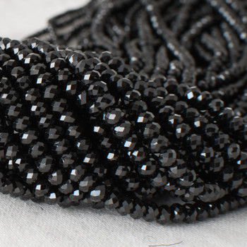 High Quality Grade A Natural Black Spinel Semi-Precious Gemstone Faceted Rondelle / Spacer Beads - 3mm, 4mm sizes High Quality Grade A Natural Black Spinel Semi-Precious Gemstone Faceted Rondelle / Spacer Beads - 3mm, 4mm sizes