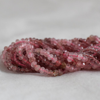 High Quality Grade A Natural Strawberry Quartz Semi-Precious Gemstone Faceted Rondelle / Spacer Beads - 3mm, 4mm sizes High Quality Grade A Natural Strawberry Quartz Semi-Precious Gemstone Faceted Rondelle / Spacer Beads - 3mm, 4mm sizes
