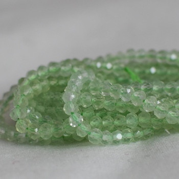 High Quality Grade A Natural Prehnite Semi-Precious Gemstone Faceted Rondelle / Spacer Beads - 3mm High Quality Grade A Natural Prehnite Semi-Precious Gemstone Faceted Rondelle / Spacer Beads - 3mm