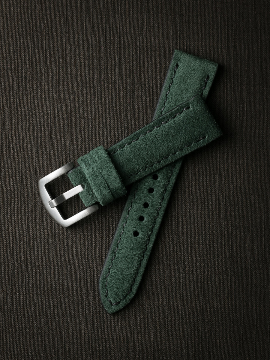 "Saatchi" Malachite Green Padded Suede Watch Strap