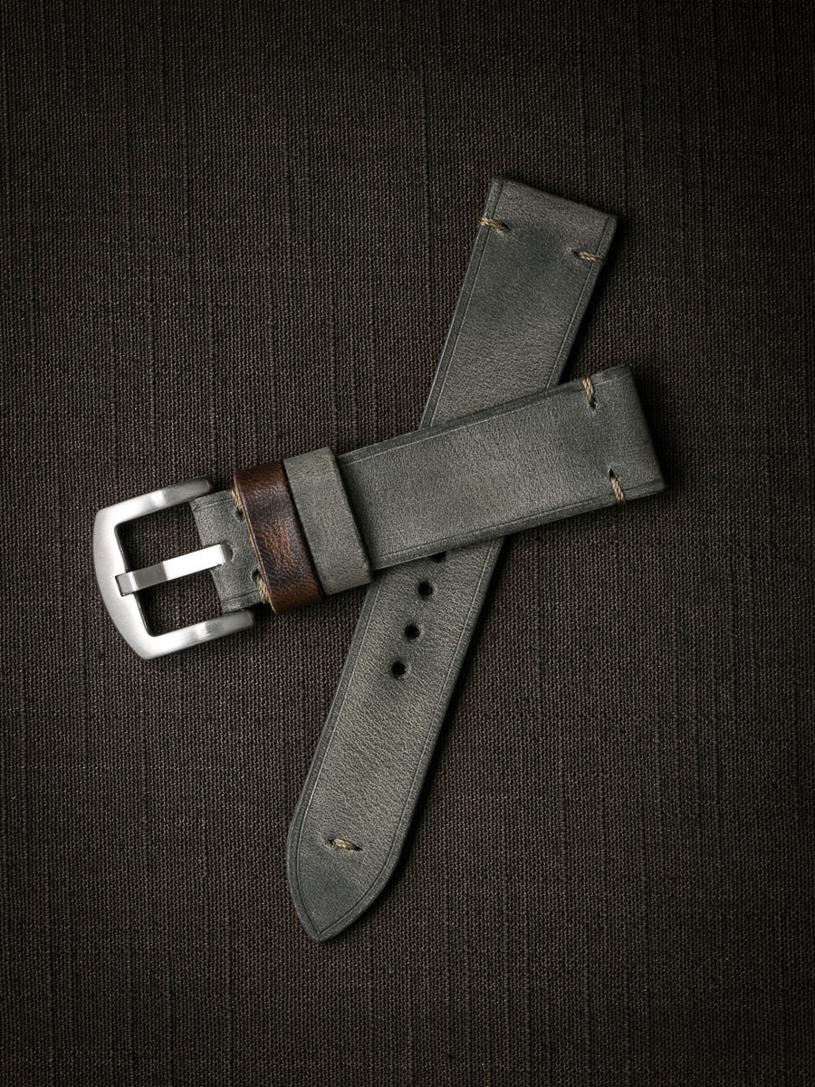 "Worthington" Vintage Grey Green Leather Watch Strap