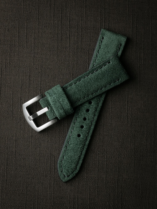 "Saatchi" Malachite Green Padded Suede Watch Strap