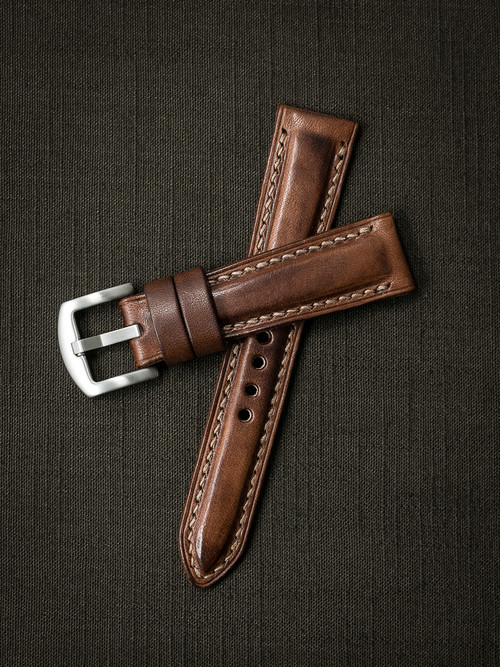 "Skyfall" Russet Vintage Tan Padded Leather Watch Strap
