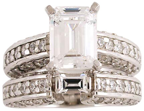 1.50 Ct Emerald Cut Wedding Set