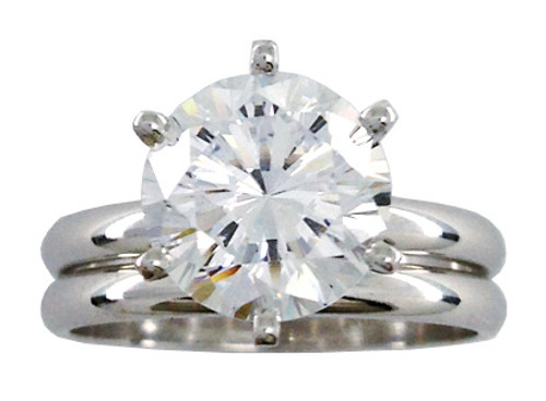 Hand Cut & Polished Cubic Zirconia Wedding Set