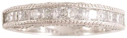 Channel Set Princess Cuts on Milgrain Band